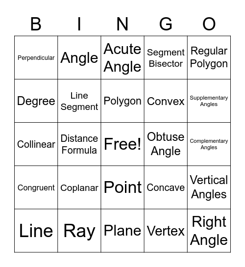 Trigonometry Bingo Card