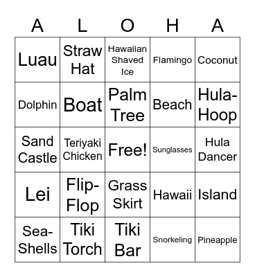 Aloha Bingo Card