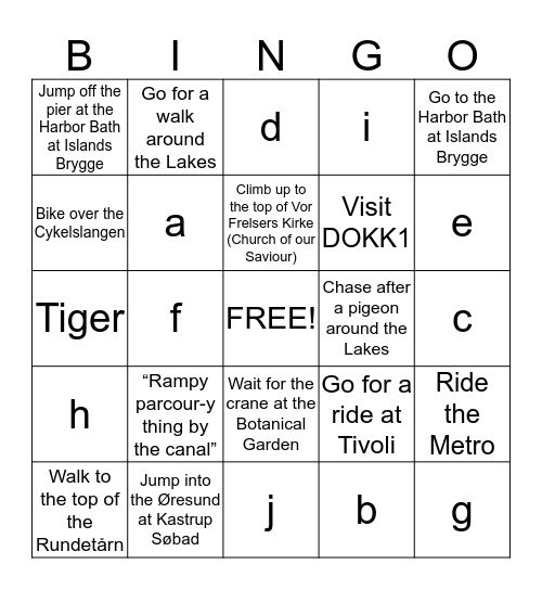 Heights, Depths, Exploring, and Jumping  Bingo Card