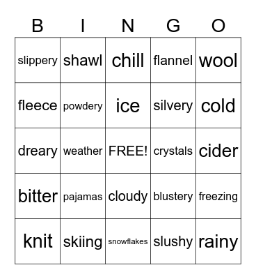 Winter Bingo Card