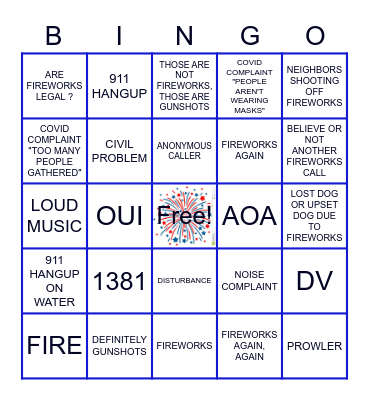 4TH OF JULY 911 Bingo Card