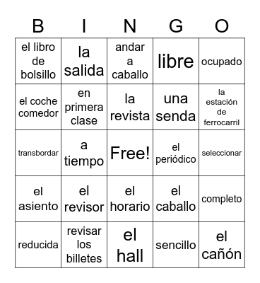 Linear Bingo Card