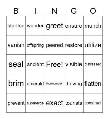 Vocabulary Bingo Card