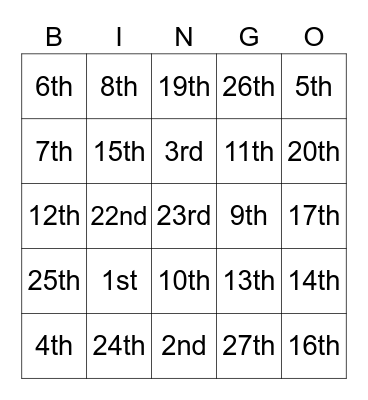 Amendment Bingo Card