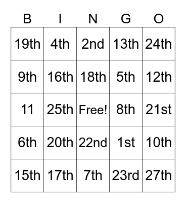 United States Constitution Bingo Card