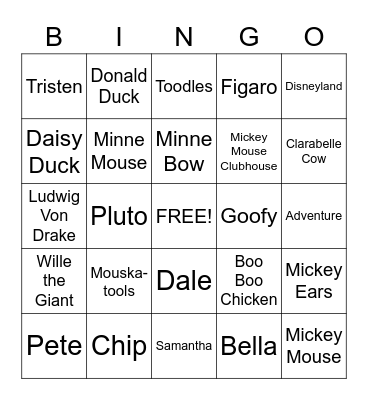 Disney Bingo Card