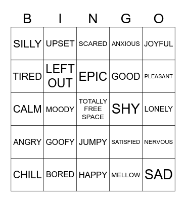 FEELINGS BINGO Card