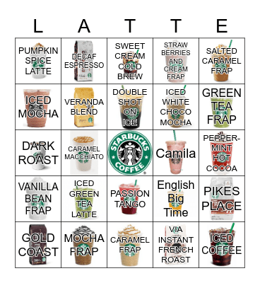 STARBUCKS BINGO NIGHT Bingo Card