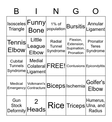 Elbow Bingo Card