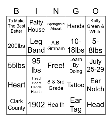 4-H Bingo Card