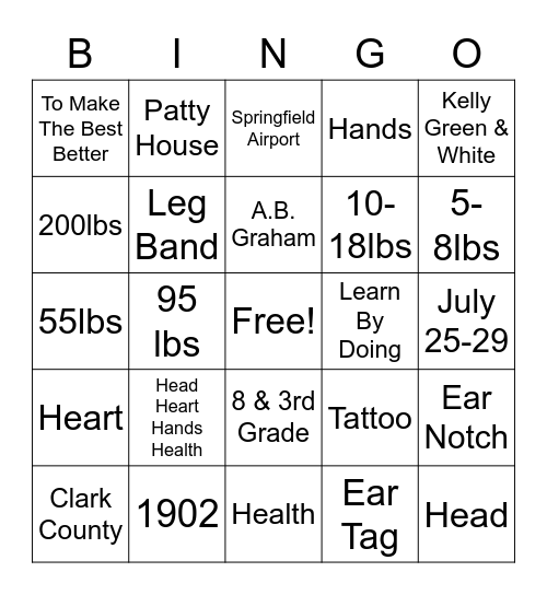 4-H Bingo Card
