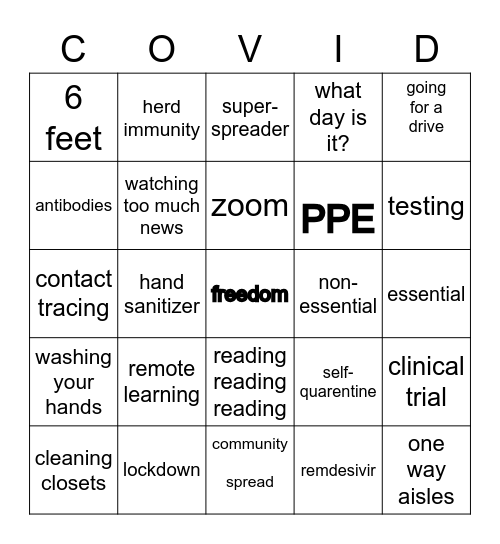 Coronavirus Bingo Card
