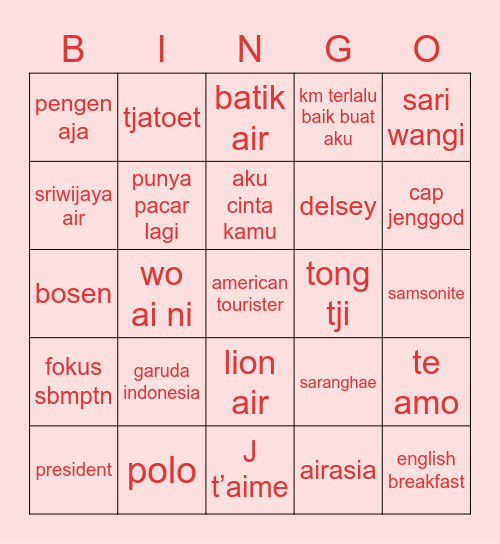 it’s cho miyeon’s Bingo Card