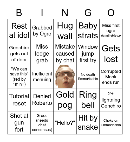 Sekiro Speedrun Bingo Card