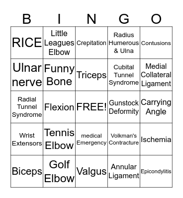 Elbow Bingo Card