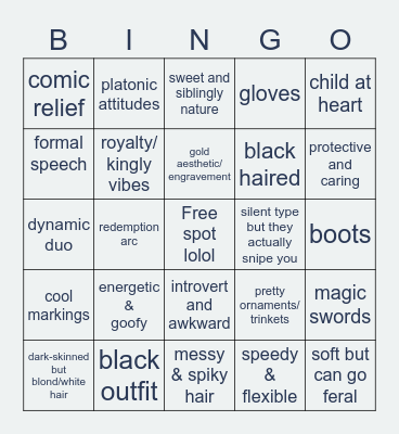 skay's character preferences but she prolly forgot some Bingo Card