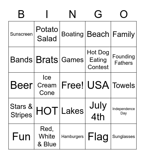 *** Fourth of July *** Bingo Card