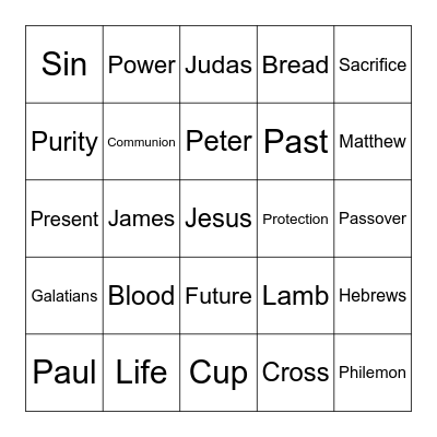 Communion Bingo Card