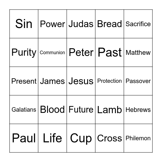 Communion Bingo Card