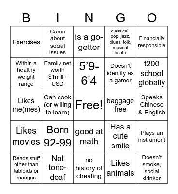 Umi’s Honest Bingo Card