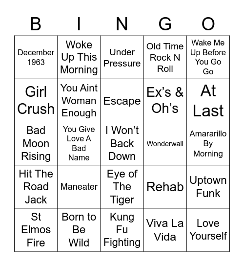 Music Bingo 6 -11, Music Bingo 6 -9 Bingo Card