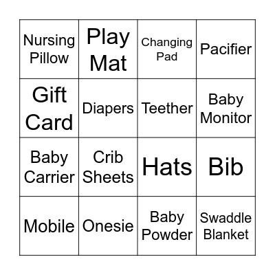 Baby Bingo! Bingo Card