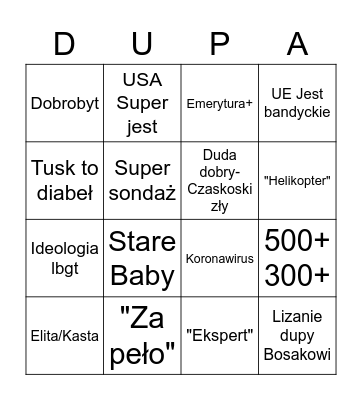 TVPIS Bingo Card