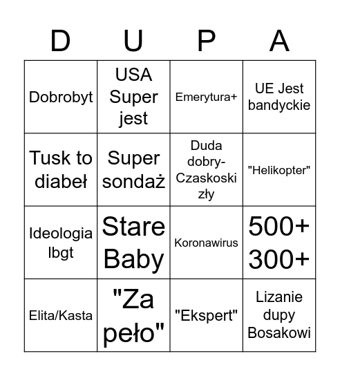 TVPIS Bingo Card