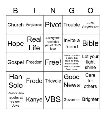 July 12, 2020 RLLA BINGO Card