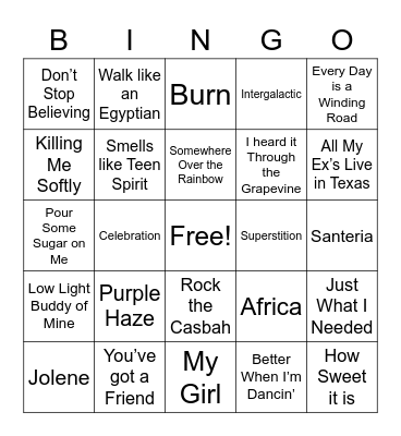 Music Bingo Card