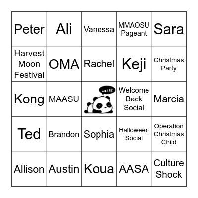 AASA BINGO Card