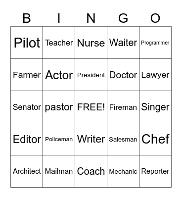 Career Bingo Card