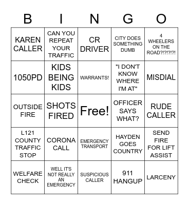 DISPATCH BINGO Card