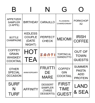 ZANTI'S SUNDAY FUNDAY Bingo Card