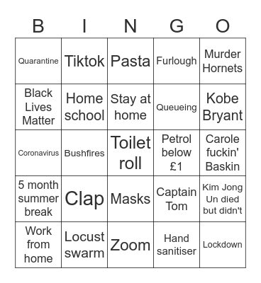 2020 Bingo Card