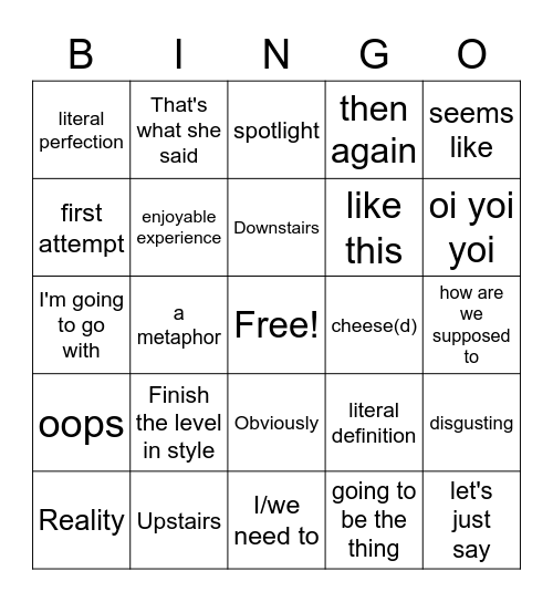 Thomandy Bingo Card