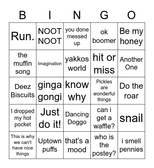 Meme Bingo Card