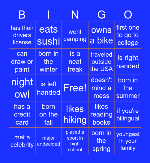 FAMILY BINGO Card