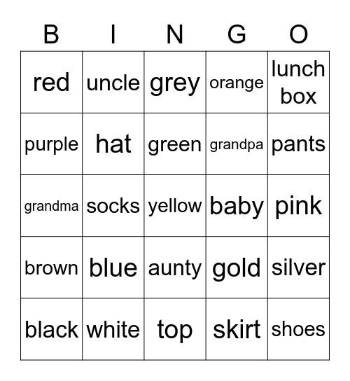 Baby Shower Bingo Card