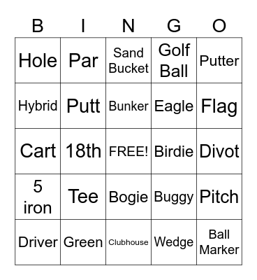 Golf Bingo Card
