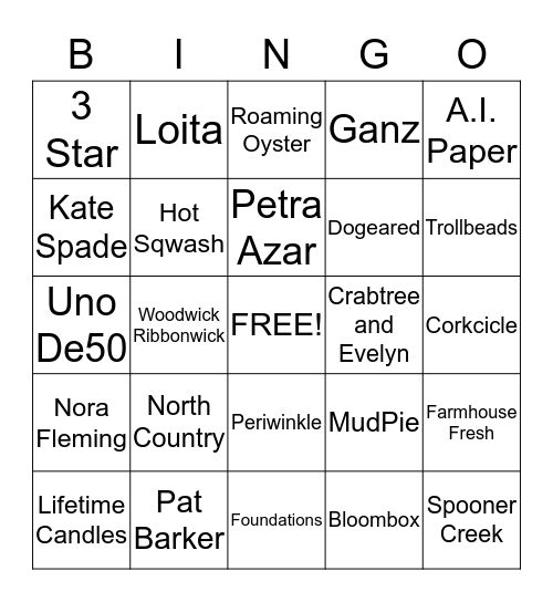 Giftology Bingo Card