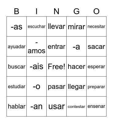 Spanish Bingo Card