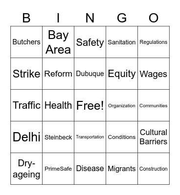 Small Business Bingo Card