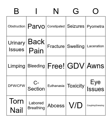 On Call Bingo Card