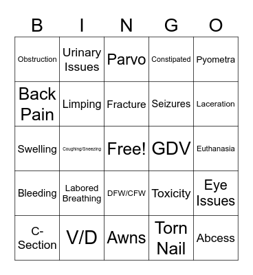 On Call Bingo Card