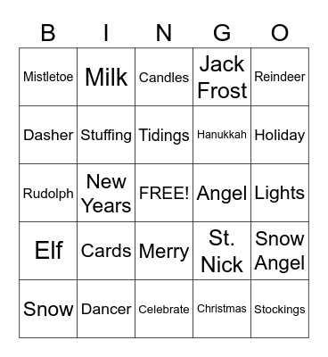 Holiday Bingo Card