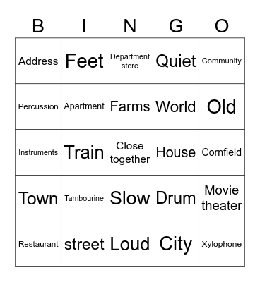 OD 1 Bingo Card