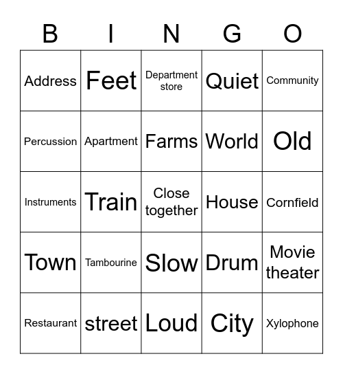 OD 1 Bingo Card