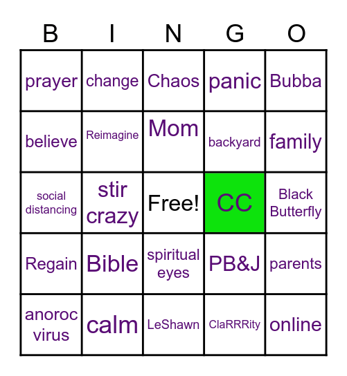 Black Butterfly Bingo Card