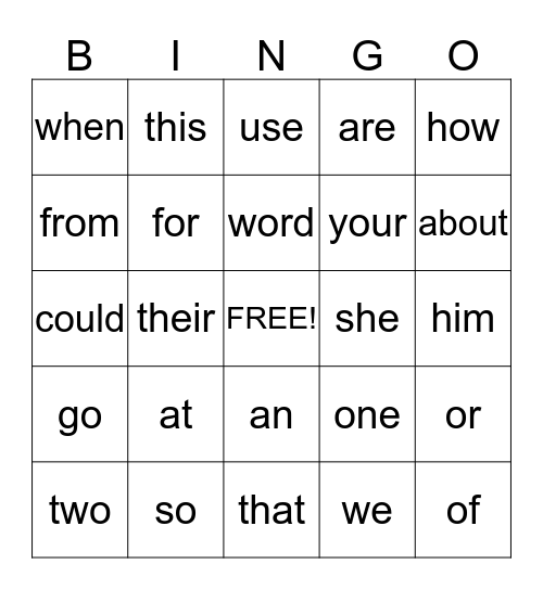 Eyeball Bingo Card